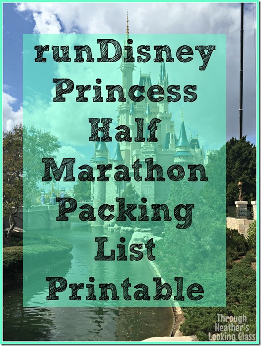 runDisney Princess packing list printable
