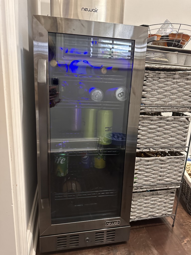 NewAir 15 Flipshelf Wine and Beverage Refrigerator, Reversible Shelves Hold 80 Cans or 33 Bottles in Black Stainless Steel